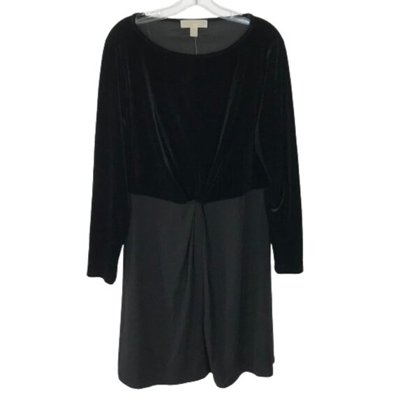 NWT Womens Plus Size 1X MICHAEL Michael Kors Mixed Media Twist Front Shirt Dress - Picture 3 of 6